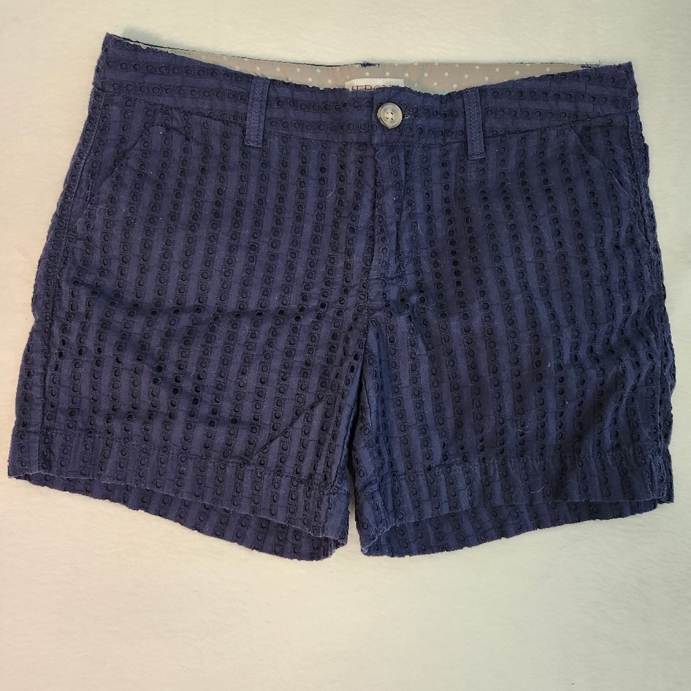 Merona Navy Blue Embroidered Vertical Eyelet Shorts size 4